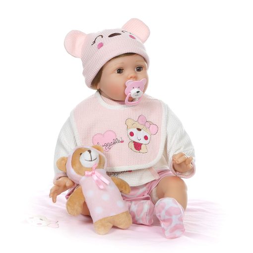 Muneca Reborn Realista para Nina con Ojos Parpadeantes Cuerpo Ponderado Vinilo de Silicona de 22 Pulgadas - Imagen 8