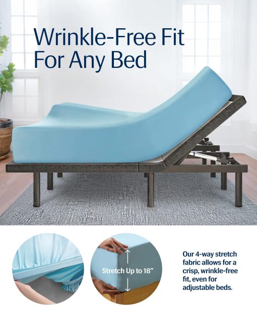 Juego de sabanas REST? Evercool?+, Queen, Azul Claro, Sabanas Transpirables para Personas Calurosas y Sudor Nocturno, con Fundas de Almohada, Hilo de Plata Ionico+ Autolimpiante para Pieles Sensibles, 3PCS sin Sabana Plana - Imagen 5