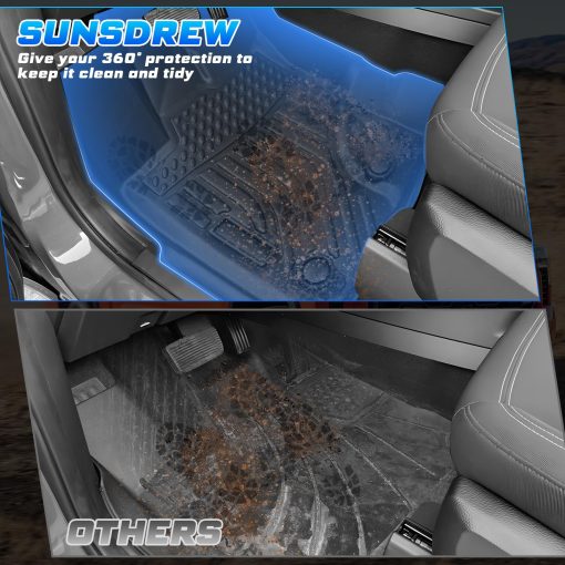 Tapetes para Piso Sunsdrew para Chevrolet Chevy Traverse 2018-2023 2024 de 8 Asientos Accesorios Todo Clima Protectores de Piso de 3 Filas Juego de Tapetes de TPE Alfombras de Proteccion Impermeables/Duraderas/Inodoras Negro - Imagen 5