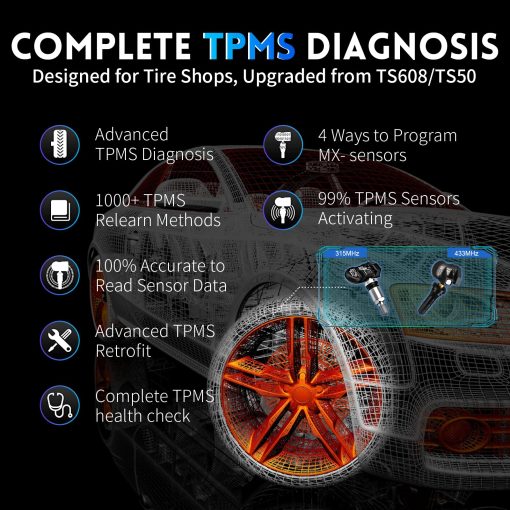 Autel Scanner MaxiCOM MK808Z-TS: Herramienta TPMS Bidireccional Basada en Android 11, Actualizada de MK808TS/MK808BT/TS608Pro con Prueba Activa, 28+ Servicios, Diagnostico de Todos los Sistemas por Bluetooth, Programa de Sensor/Reaprendizaje - Imagen 4