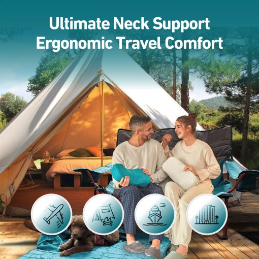 Almohada Portatil Kanuda Mini - Almohada Ortopedica Portatil para Soporte de Cuello, Facil de Transportar Espuma Viscoelastica Refrescante de Diseno Ergonomico para Durmientes de Lado y Espalda - Beige - Imagen 2