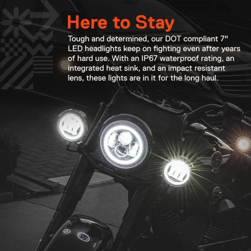 Faros LED de 7"/4.5" Passing Light TRUE MODS para Harley Davidson + Soporte de Montaje [Acabado Negro] [HALO DRL] [4500/1440 LM] [Plug and Play] Para Touring Dyna Electra Glide Road King Softail Fatboy - Imagen 4