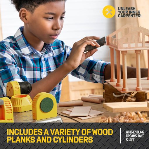 Estacion de Carpinteria 4 en 1 para Ninos - Kit de Proyectos de Construccion en Madera para Ninos - Juego de Herramientas de Construccion Real - Set de Herramientas para Ninos - Regalos de Pascua para Nino de 5 Anos - Juguetes STEM Geniales Ideas de Regalo de Cumpleanos - Imagen 7