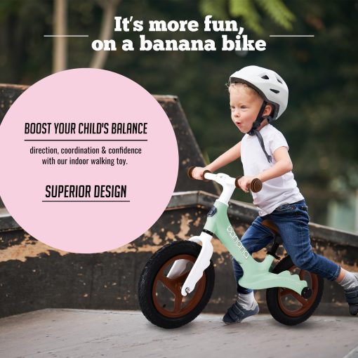 Bicicleta de Equilibrio para Niños Dino de Banana Bike - Entrenamiento para Niños y Niñas - Bicicleta Ligera para Niños de 3+ Años - Manillar y Asiento Ajustables, Bicicleta de Equilibrio sin Pedales - Verde - Imagen 2