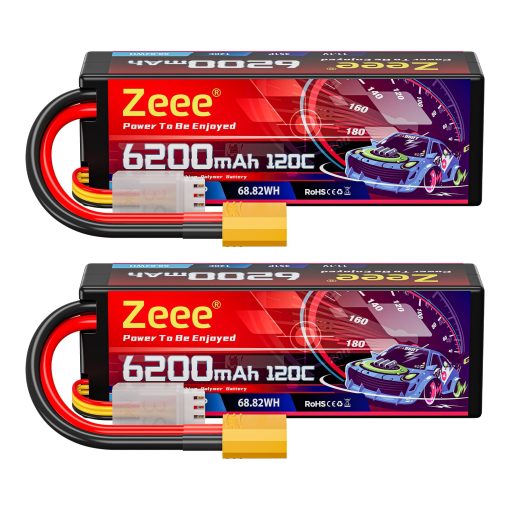 Bateria Lipo Zeee 3S 6200mAh 11.1V 120C Estuche Duro con Conector XT90 para Vehiculos a Escala 1/8 1/10 RC Coche Tanques Camiones Modelos de Carreras (2 Pack)