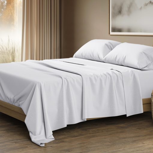Juego de sabanas de algodon egipcio King Size - Juego de sabanas King Size de 1500 hilos de algodon egipcio, sabanas de lujo King Size, suaves y sedosas, sabanas de bolsillo profundo que se adaptan hasta 19" - Blanco King