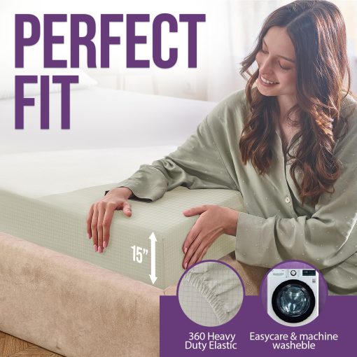 Sabana Ajustable de Tierra Grounding Tamaño Queen con 12% de Fibra de Plata y 4% de Seda y 84% de Algodon Organico - Beige - Sabanas de Tierra Grounding Suaves para una Cama Bien Aislada - Sabanas Conductivas Grounded para un Mejor Sueño - Imagen 6