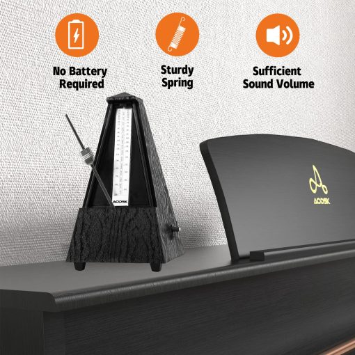 Metronomo Mecanico AODSK, Universal para Piano, Guitarra, Violin, Bateria y Otros Instrumentos, Estandar (Grano de Madera Negra) - Imagen 3