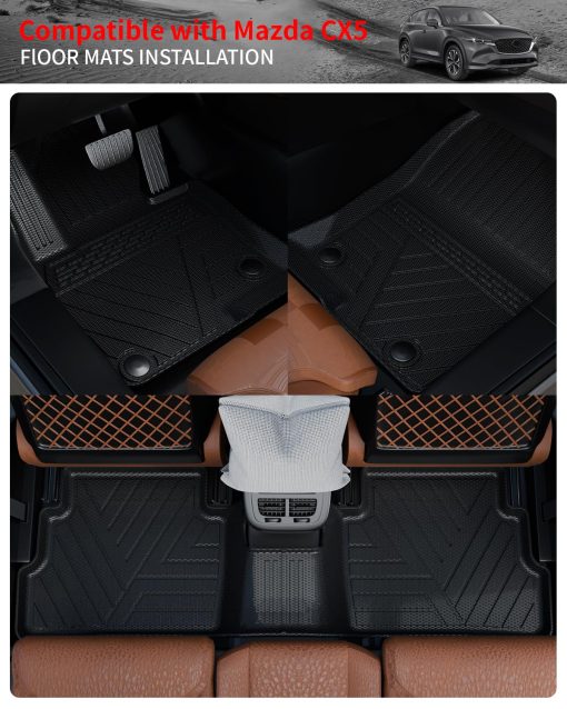 Tapetes Thinzyou Compatibles con Mazda CX5 2023 2024 Alfombrilla de maletero Protector de maletero trasero Todo clima TPE Accesorios para CX-5 2023 (Alfombra de maletero+Tapetes) - Imagen 3