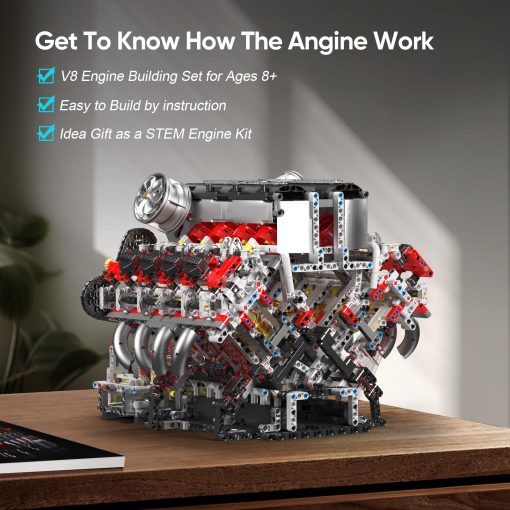 Juego de bloques de construccion del motor V8 Mould King, Kit de modelo de motor V8 que funciona, Kit de construccion de modelo de ingenieria MOC con bateria y motor, Juguetes de ingenieria STEM para ninos, 2718 bloques de construccion para adultos - Imagen 3