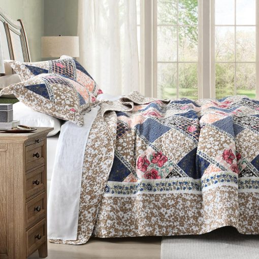 Colcha de Cama Extragrande KALOOLA 120x102, 100% Algodon Colchas de Cama Tamano Queen, Ligero Edredon Reversible Juego de Conforter con Fundas de Almohada, 3 Piezas, Azul Marino - Imagen 3