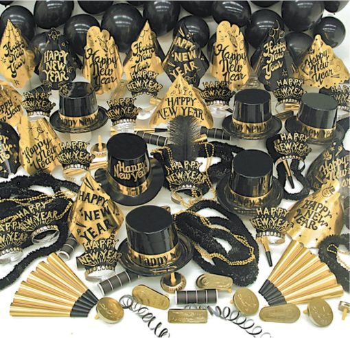 Suministros para Fiesta de Ano Nuevo 2025 I 352 Pzs I Sombreros y Tiaras Negros y Dorados Collares de Cuentas Silbatos I Decoraciones de Ano Nuevo 2025 Decoraciones Feliz Ano Nuevo 2025 Favors de Fiesta a Granel - Imagen 2