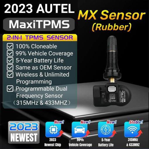Autel MaxiTPMS MX Sensor 20pcs Pack Rubber Stem 315/433MHz TPMS Sensor Universal Tire Sensor Programmed by TPMS Tool TS401 TS408 TS508 TS601 TS608 MK808TS MX808TS MS906TS ITS600 - Imagen 2