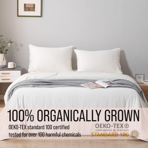 Juego de sabanas de lujo Bella Coterie para cama tamano completo | Viscosa de bambu cultivada organicamente | Ultra suave | Ideal para personas calurosas | Bolsillo profundo de 18" [Marfil] - Imagen 3