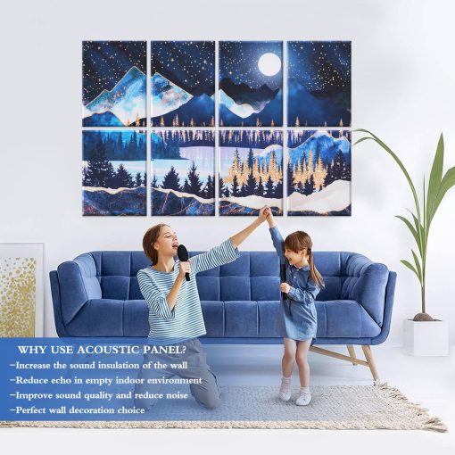 Tutmyrea 8 Pack Paneles Acusticos de Arte, 48"X32" Paneles de Pared Autoadhesivos Insonorizantes, Paneles Absorbentes de Sonido Decorativos, Tratamiento Acustico para Estudio y Hogar - Oficina (Bosque de Noche Estrellada) - Imagen 2