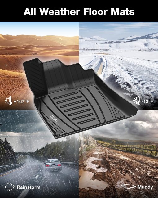 Tapetes de suelo 3W compatibles para Audi Q5 2009-2017, ajuste personalizado de TPE Todo Clima para Audi Q5 1ra y 2da fila juego completo de tapetes para automoviles negro - Imagen 7