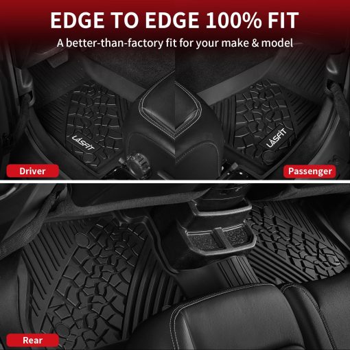 Tapetes LASFIT 2018-2024 para Jeep Wrangler JL Unlimited 4 Puertas (No Compatible con JK o 4XE), Forro de Automovil Todo Clima TPE, Ajuste Personalizado 1ra y 2da Fila, Negro - Imagen 8