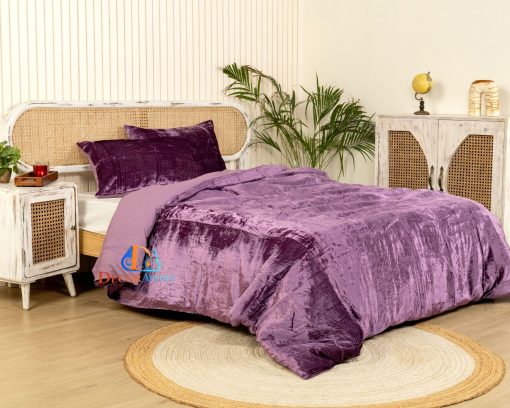 Funda de Edredon de Terciopelo Solido Ultra-Luxe DecorAvenue, Ropa de Cama Boho UO Funda de Edredon Conforter, Juego de 3 Piezas, Juego de Ropa de Terciopelo (Morado, Full 80" x 90") - Imagen 5