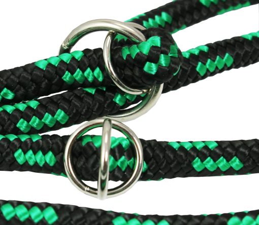 Correa de perro ajustable multifuncional de cuerda 42"-70" (Mediano; 0.4" (10mm) de diametro, Verde/Negro) - Imagen 4
