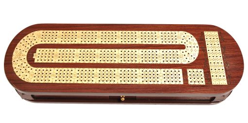 Tablero de Cribbage de Madera de 4 Pistas de Palm Royal Handicrafts Hecho con Madera de Palisandro y Madera de Arce. Almacenamiento Disponible. Tablero de Cribbage de Madera - Imagen 4