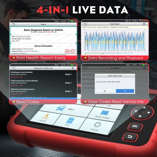 LAUNCH OBD2 Scanner CRP123X Elite Car Scanner, 2024 Actualizacion en Linea de por Vida, Herramienta de Escaneo de Diagnostico con Reinicio de SAS/Acelerador, ABS SRS Transmision Lector de Codigos de Error del Motor del Automovil, Auto VIN, Prueba de Bateria... - Imagen 5