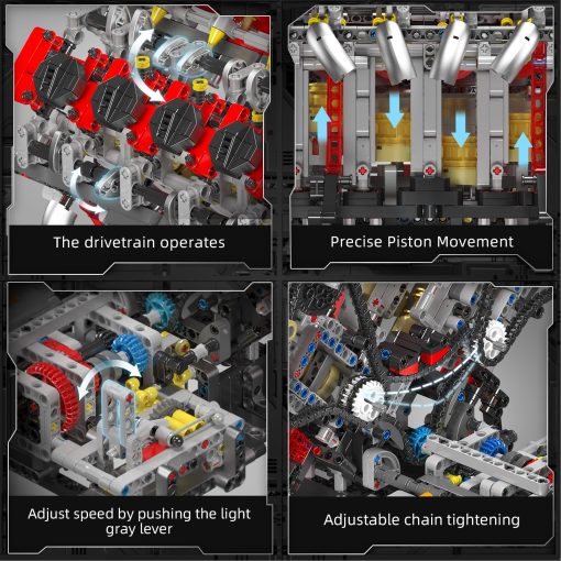 Mould King 10130 Kit de Modelo de Motor V8 Que Funciona - Construye tu Propio Motor V8 STEM para Adultos, Kit de Motor de 8 Cilindros de 3.9 Litros con Doble Turbo, Set de Construccion de Ingenieria Mecanica (2718 Piezas) - Imagen 3