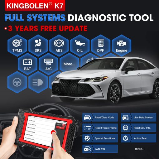 Escaner OBD2 Bluetooth KINGBOLEN K7: Actualizacion Gratuita por 3 Anos, Herramienta de Escaneo Bidireccional 2024 con Codificacion ECU, 31+ Resets, FCA AutoAuth, Reaprendizaje del Cigüenal, Prueba Activa, Escaner de Diagnostico Automotriz para Todos los Sistemas - Imagen 6
