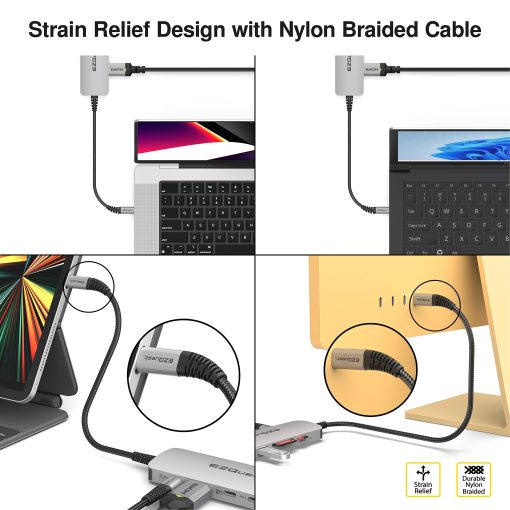 Estacion de acoplamiento de concentrador USB C de EZQuest 10 en 1 con HDMI 4K 60Hz, Ethernet 1 Gbps, 2 puertos USB C Gen 2 de 10 Gbps, 1 puerto USB C PD 3.0, 2 puertos USB A 3.0, Puerto de audio, SD/Micro SD, compatible con ordenadores USB-C - Imagen 9