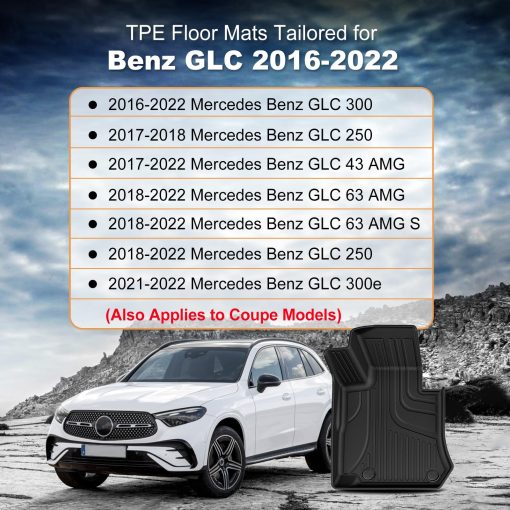 Tapetes para Piso Ajusta para Mercedes Benz GLC 2016-2022 Todos los Modelos, GLC250/ GLC300/ GLC300e/ GLC350e/ GLC43 AMG/ GLC63 AMG/ GLC63 AMG S, Alfombrillas de Auto de TPE para Todas las Estaciones, Juego de Filas 1? y 2? - Imagen 2