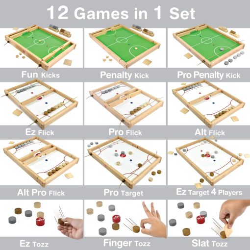 Flick n Kick: Juegos de Mesa de Madera Reversibles Multifuncionales Portatiles para Ninos y Familia - Imagen 2
