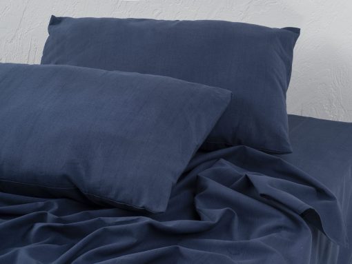 Juego de Sabanas y Fundas de Almohada de Lino Europeo WHOLEWOOLS - Juego de Sabanas de Sabana Bajera de Lino Natural - 4 Pzas Ultra Suaves (2 Fundas de Almohada, Sabana Ajustable y Sabana de Cama) (Completo, indigo) - Imagen 6