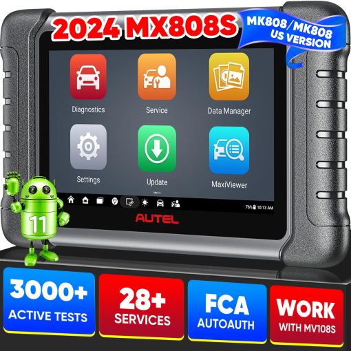Autel Scanner MaxiCheck MX808S, 2024 version de EE.UU. de MaxiCOM MK808S/ MK808Z, Funciona como MX900, Herramienta de escaneo de control bidireccional completo, Pruebas activas de 3000+, 28+ Servicios, Todos los sistemas de OE, Android 11, FCA AutoAuth