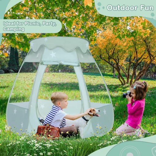 Tienda de Juego con Pelotas Wilhunter para Ninos con 50 Pelotas, Carpa de Juego Emergente para Ninas, Regalos de Princesa para Ninos Juegos Infantiles de Interior y Exterior (Celadon: Gris/Blanco/Azul Bebe, 109x90cm/50 Pelotas) - Imagen 5