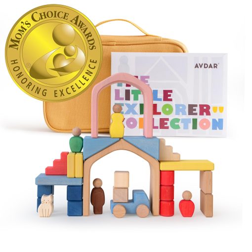 Bloques de construccion de madera AVDAR para ninos de 2-4 anos, Bloques de madera para edades de 1-3 anos Juguetes Montessori (Ganador del Premio de Eleccion de Mama)