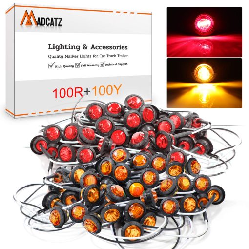Juegos Grandes de Luces Marcadoras Laterales de 3/4 Pulgadas MADCATZ Redonda Mezcla de Luz ambar/Roja 3LED para Remolque Camion Autobus Barco 12V DC Paquete de 200 - Imagen 2