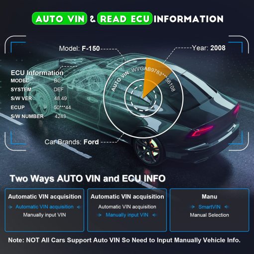 CGSULIT Escaner OBD2 Herramienta de Diagnostico, Lector de Codigos de Sistema Completo para Automovil con Servicio de Reinicio de Luz de Aceite/EPB, SC870 Escaner de Motor ABS SRS Airbag Transmision ESP SAS, Auto VIN, Actualizacion Gratuita - Imagen 8