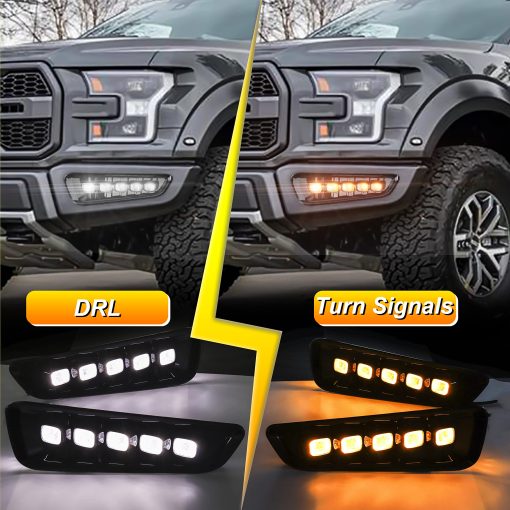 Fannuo Luces LED de Niebla con Senales de Giro ambar Luces de Circulacion Diurna Blancas Conjunto de Faros Antiniebla Compatible con Ford F150 Raptor 2017 2018 2019 2020 Gen 2 - Imagen 2