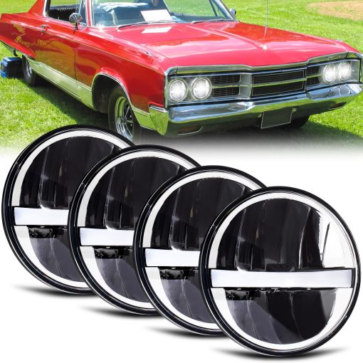 Juego de 4 Faros Redondos Blancos de 5.75" H4 HI/LO Beam DRL Compatibles para Jeep Wrangler GMC K15/K1500 K25/K2500 K35/K3500 Pickup Suburban Buick Electra