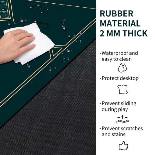 Nuventi Tapete de Poker Square Foldable de 24/31/39/47/55 pulgadas para 6 Jugadores, Layout Portatil Antideslizante de Goma para Juego de Cartas Texas Hold'em para Fiesta Familiar, Casino - Imagen 4
