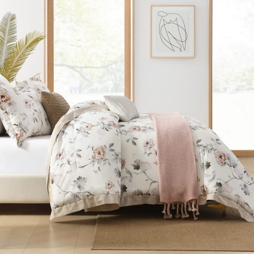 Juego de Edredon SahSahCasa Queen Size, Juego de Edredon Queen, Chic Floral Acolchado, Suave y Lujoso para Todas las Estaciones, Edredon y Alternativa a Plumon, 3 piezas - Imagen 4