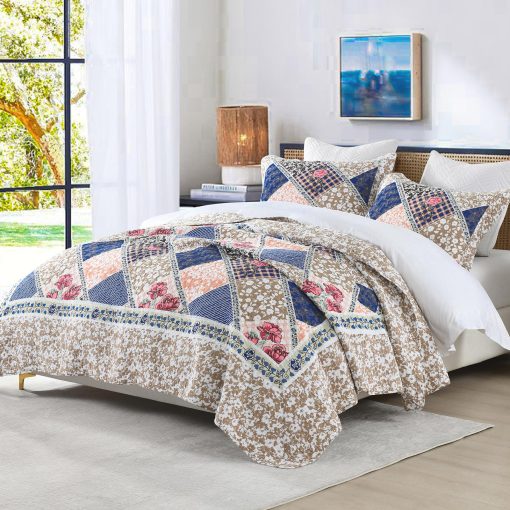 Colcha de Cama Extragrande KALOOLA 120x102, 100% Algodon Colchas de Cama Tamano Queen, Ligero Edredon Reversible Juego de Conforter con Fundas de Almohada, 3 Piezas, Azul Marino - Imagen 2