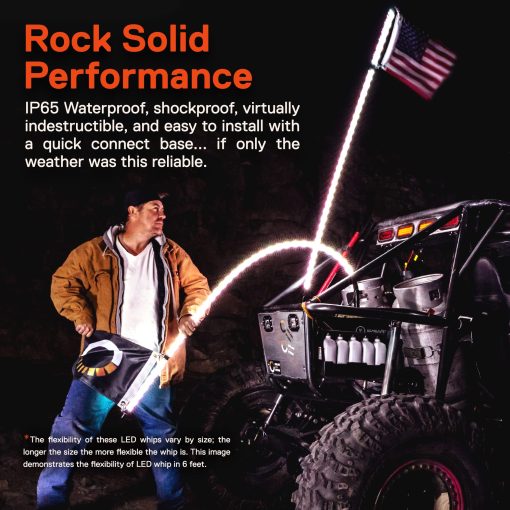 True Mods 3ft Spiral RGB LED Whip Light for UTV ATV [Control Remoto RF] [Bandera de EEUU] Antena Palo de LED Impermeable para RZR Can-Am Polaris SxS 4x4 Cuatrimoto Buggy 4 Ruedas Accesorios - Imagen 4