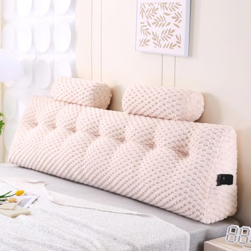 Almohada de cabecera en forma de cuna Ziihome + 2 almohadas de rollo para la cabeza Almohada para la cama Almohada para la computadora portatil Almohada para juegos Almohada para leer para cabecera Gran refuerzo para sentarse en la cama Respaldo posicional