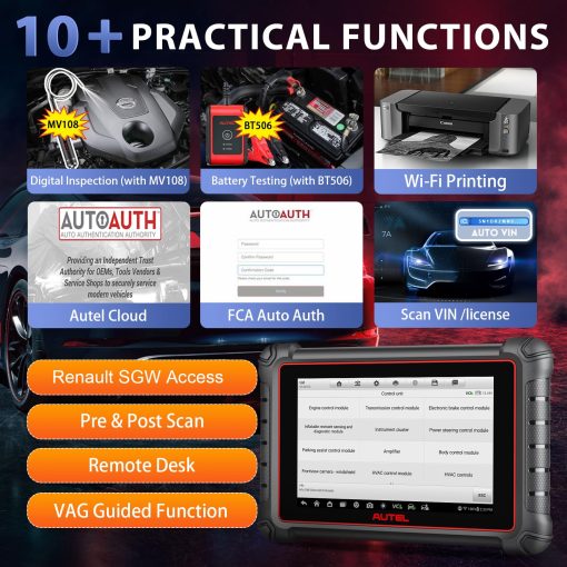 Autel Scanner MaxiPro MP900Z-BT con MV108 de 60$, Actualizacion 2024 del MP808S/MS906BT, Herramienta de Escaneo de Codificacion de ECU Android 11, Escaner Bidireccional con 40+ Servicios, Escaner OBD2 de Sistema Completo Compatible con CAN FD/DoIP - Imagen 7