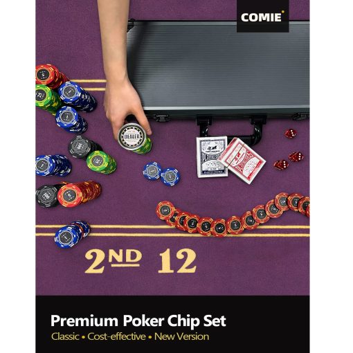 Fichas de Poker de Arcilla Comie, Set de 400PCS con Maletin de Viaje de Lujo, Fichas Numeradas, Poker para Texas Holdem Blackjack Juegos de Azar - Imagen 6