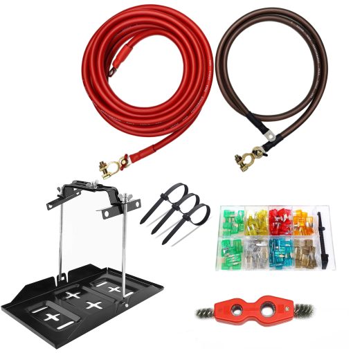 Kit de reubicacion de bateria, cable de 2 AWG, poste superior 20 FT ROJO / 5 FT NEGRO (GRUPO 24), HECHO EN LOS EE. UU.