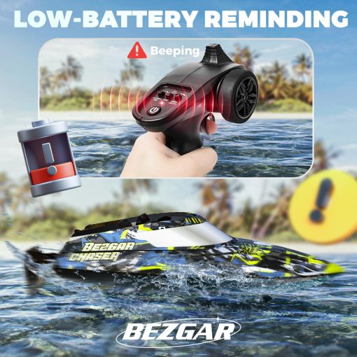 Barcos de Control Remoto BEZGAR TX123 - Barco RC de Alta Velocidad 32+ KPH con Maletin Portatil para Lagos y Piscinas y Agua Salada, Juguetes de Verano para Adultos y Regalos Ideales para Ninos Ninos de 6 7 8-12 Anos - Imagen 3