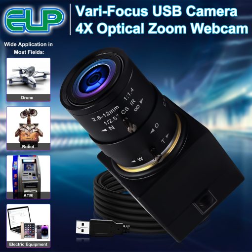 Camara USB de 5MP con Lente de Zoom de 2.8-12 mm Mini Camara UVC USB 2.0 con Enfoque Variable Camara para PC con Zoom Manual Camara de Enfoque Cercano Industrial Camara Web Varifocal para Raspberry Pi Laptop - Imagen 7