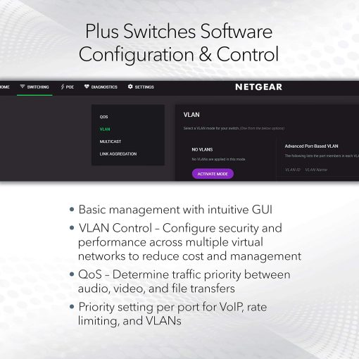 Switch Ethernet Gigabit PoE Plus de 8 Puertos NETGEAR (GS308EP) - con 8 x PoE+ @ 62W, para Escritorio o Montaje en Pared - Imagen 3
