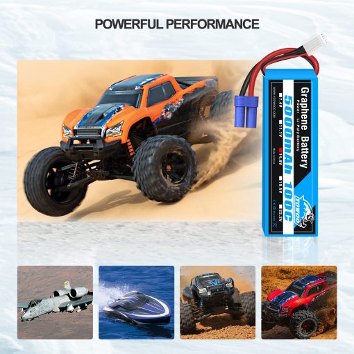 Bateria de Polimero de Litio Yowoo Graphene 14.8V 5000mAh 100C 4S con Conector EC5 Compatible con Coches RC Buggy Truggy Crawler Monster Quadcopter Avion Barco Camion Hobby RC - Imagen 7
